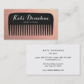 Carte De Visite Rose Gold Parties scintillant coiffeuse Comb Salon (Devant / Derrière)