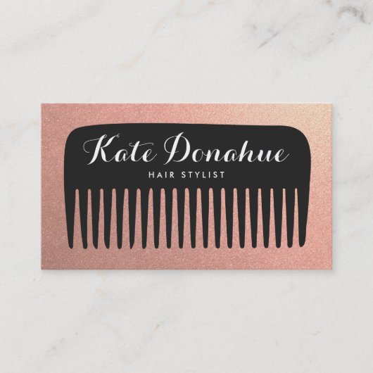 Carte De Visite Rose Gold Parties scintillant coiffeuse Comb Salon (Devant)
