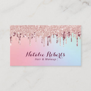 Carte De Visite Rose Gold Parties scintillant Drives Hair Styliste