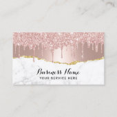Carte De Visite Rose Gold Parties scintillant Drives Moderne Marbr (Devant)