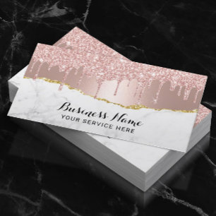 Carte De Visite Rose Gold Parties scintillant Drives Moderne Marbr