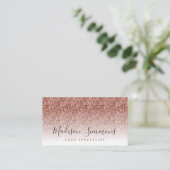 Carte De Visite Rose Gold Parties scintillant Étincelle Monogramme (Debout devant)