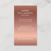 Carte De Visite Rose Gold Parties scintillant Événement Planificat (Dos)