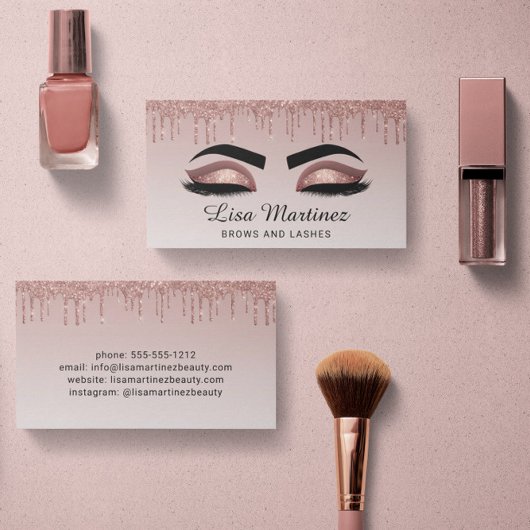 Carte De Visite Rose Gold Parties scintillant Lash Brow Beauté Car