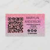 Carte De Visite Rose Gold Parties scintillant Lash Tech QR Code sc (Dos)