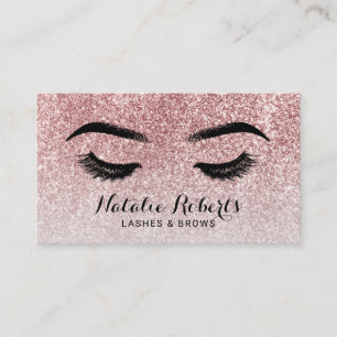 Carte De Visite Rose Gold Parties scintillant Lashes Brows Makeup