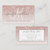 Carte De Visite Rose Gold Parties scintillant Lashes Salon Open Co (Devant / Derrière)