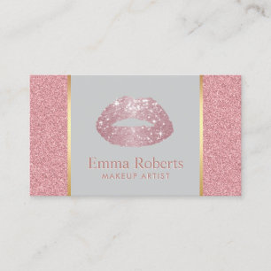 Carte De Visite Rose Gold Parties scintillant Lips Maquillage Arti