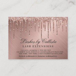 Carte De Visite Rose Gold Parties scintillant métalliques Lashes s