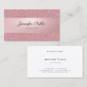 Carte De Visite Rose Gold Parties scintillant Moderne Écriture man (Devant / Derrière)