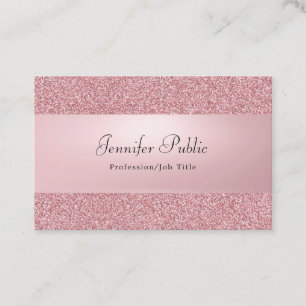 Carte De Visite Rose Gold Parties scintillant Nom manuscrit élég