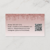 Carte De Visite Rose Gold Parties scintillant QR Code Lash Brow Be (Dos)