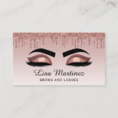 Carte De Visite Rose Gold Parties scintillant QR Code Lash Brow Be (Devant)