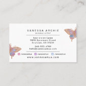 Carte De Visite Rose Gold Parties scintillant Rainbow Butterfly Ir (Dos)
