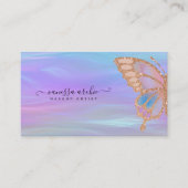 Carte De Visite Rose Gold Parties scintillant Rainbow Butterfly Ir (Devant)