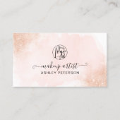 Carte De Visite Rose Gold parties scintillant rose brosse logo maq (Devant)