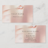 Carte De Visite Rose Gold Pearly Abstrait minimal Marbre de soie (Devant / Derrière)