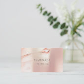 Carte De Visite Rose Gold Pearly Abstrait minimal Marbre de soie (Debout devant)