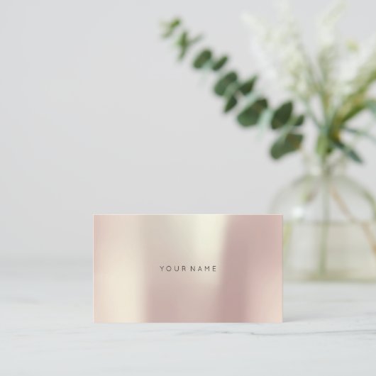 Carte De Visite Rose Gold Pearly Abstrait Minimal Vip Metallic (Debout devant)