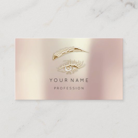 Carte De Visite Rose Gold Pearly Lashes Brows Maquillage professio (Devant)