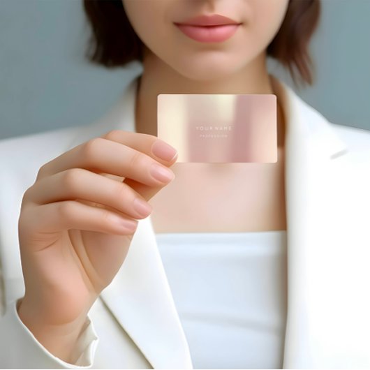 Carte De Visite Rose Gold Pearly Minimal Silk Metallic Blanc