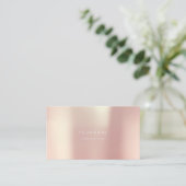 Carte De Visite Rose Gold Pearly Minimal Silk Metallic Blanc (Debout devant)