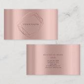 Carte De Visite Rose Gold Pearly Poligonal Frame Lux Copper Peach (Devant / Derrière)