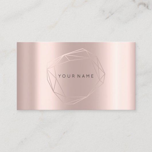 Carte De Visite Rose Gold Pearly Poligonal Frame Lux Metallic (Devant)