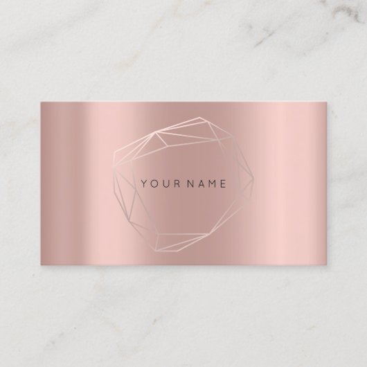 Carte De Visite Rose Gold Pearly Poligonal Frame Vip Metallic (Devant)