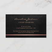 Carte De Visite Rose gold pink black elegant professional (Dos)