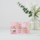 Carte De Visite Rose Gold Pink Parties scintillant Cake Care (Debout devant)
