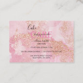 Carte De Visite Rose Gold Pink Parties scintillant Cake Care (Dos)