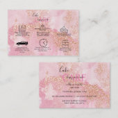 Carte De Visite Rose Gold Pink Parties scintillant Cake Care (Devant / Derrière)