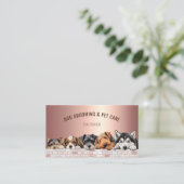Carte De Visite Rose Gold Pink QR Code Social Media Chien Grooming (Debout devant)