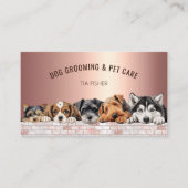 Carte De Visite Rose Gold Pink QR Code Social Media Chien Grooming (Devant)