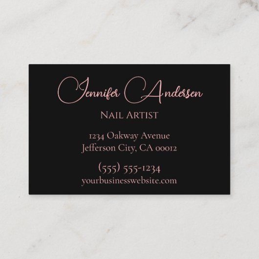 Carte De Visite Rose Gold Rose Agate Design Clou Artiste (Dos)