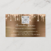 Carte De Visite Rose Gold Rose Fleurs Brown Drip QR CODE Logo (Dos)