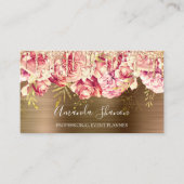 Carte De Visite Rose Gold Rose Fleurs Brown Drip QR CODE Logo (Devant)
