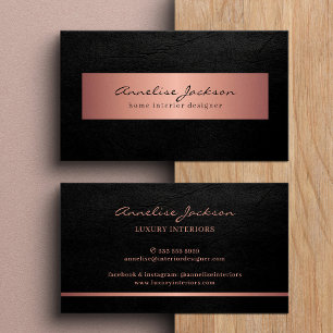Carte De Visite Rose gold rose noir élégant professionnel