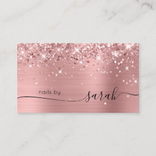 Carte De Visite Rose Gold Rose Pailleté Glamour Signature Élégant