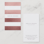 Carte De Visite Rose Gold Rose Pile Blanc Tirages Hair Stylliste (Devant / Derrière)