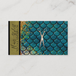 Carte De Visite Rose Gold Rose Turquoise or Mermaid Hair Styliste