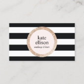 Carte De Visite Rose Gold Sequin Black White Strity Salon de beaut (Devant)