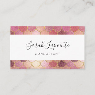 Carte De Visite Rose Gold Shimmer Mermaid Échelle Motif