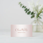 Carte De Visite Rose Gold Signature Script Social Media Business C (Debout devant)