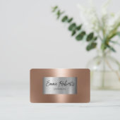 Carte De Visite Rose Gold Silver Metallic (Debout devant)