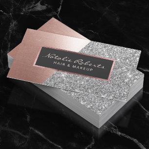 Carte De Visite Rose Gold Silver Parties scintillant Moderne Salon