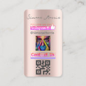 Carte De Visite Rose Gold Social Media QR Code -Photographies (Devant)
