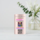Carte De Visite Rose Gold Social Media QR Code -Photographies (Debout devant)