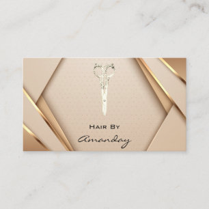 Carte De Visite Rose Gold SPA Logo Scissors Hair Styliste